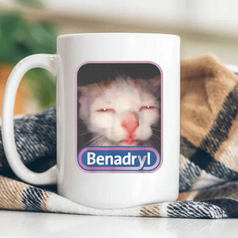 Benadryl Meme Cat Benny Cute Mug Coffee